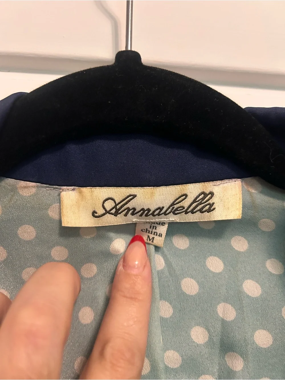 Annabella Navy Blazer with Polka Dot Lining